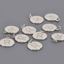 Letter R Crystal Alphabet Charm, Silver Plate, 15mm, chs8606