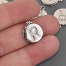 Letter R Crystal Alphabet Charm, Silver Plate, 15mm, chs8606