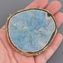Large Blue Agate Slice Pendant, 2 loops, 2.75", chs8611