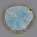 Large Blue Agate Slice Pendant, 2 loops, 2.75", chs8611