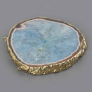 Large Blue Agate Slice Pendant, 2 loops, 2.75", chs8611