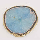 Large Blue Agate Slice Pendant, 2 loops, 2.75", chs8611