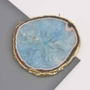 Large Blue Agate Slice Pendant, 2 loops, 2.75", chs8611