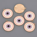 4 Pink Evil Eye Charms, Gold Plated with Enamel, chs8612