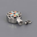Cremation Ash Urn Charm Locket, Flower Mandala, Silver Stainless Steel with Enamel, chs8616