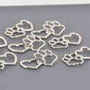 Silver PAW PRINT and HEART Cut Out Charms Dog Cat 32mm, chs8613
