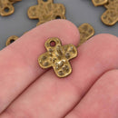 Bronze Orthodox Cross Charms, hammered metal, 17mm, chs8614