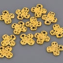Gold Orthodox Cross Charms, hammered metal, 17mm, chs8615