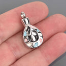 Cremation Ash Urn Charm Locket, Teardrop, Silver Stainless Steel with Enamel, chs8617
