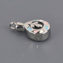 Cremation Ash Urn Charm Locket, Teardrop, Silver Stainless Steel with Enamel, chs8617
