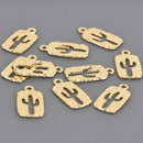 Light Gold CACTUS Charms, Cut Out Metal, 23x12mm, chs8621