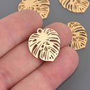 2 Monstera Leaf Charms, gold stainless steel tarnish resistant, chs8622