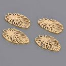 2 Monstera Leaf Charms, gold stainless steel tarnish resistant, chs8622
