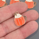 Pumpkin Charms for Fall and Halloween, Enamel, gold plated, chs8623