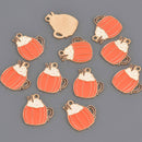 Pumpkin Charms for Fall and Halloween, Enamel, gold plated, chs8623