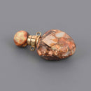 Gemstone Heart Essential Oil Bottle Pendant, Perfume Bottle, Gold Trim, chs8624