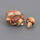 Gemstone Heart Essential Oil Bottle Pendant, Perfume Bottle, Gold Trim, chs8624