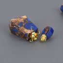 Royal Blue Jasper Crystal Essential Oil Bottle Pendant, Perfume Bottle, Gold Trim, chs8625