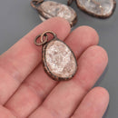 Quartz Gemstone Pendant, copper with puffed oval stone, chs8628