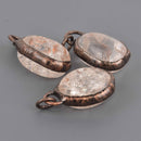 Quartz Gemstone Pendant, copper with puffed oval stone, chs8628