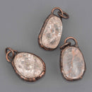 Quartz Gemstone Pendant, copper with puffed oval stone, chs8628