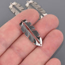 2 Centerline Feather Charm Links for Seed Beads, Silver Plated Stainless Steel, chs8629