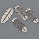 2 Centerline Feather Charm Links for Seed Beads, Silver Plated Stainless Steel, chs8629