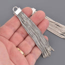 Chain Tassel Charm, Silver Metal, 4", chs8635
