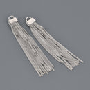 Chain Tassel Charm, Silver Metal, 4", chs8635