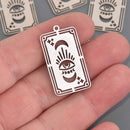 Stainless Steel Evil Eye Tarot Card Charm | Mystical Rectangle Pendant for Jewelry Making | Boho Protection Talisman chs8638