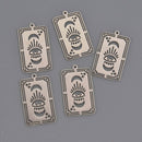 Stainless Steel Evil Eye Tarot Card Charm | Mystical Rectangle Pendant for Jewelry Making | Boho Protection Talisman chs8638