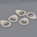 Stainless Steel Evil Eye Teardrop Charm | Modern Boho Protection Pendant for Jewelry Making | Minimal Laser Cut Eye Charm chs8639