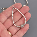 Teardrop Charms, Silver Hammered Metal, 2-1/8" long, chs8640