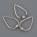 Teardrop Charms, Silver Hammered Metal, 2-1/8" long, chs8640