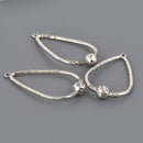 Teardrop Charms, Silver Hammered Metal, 2-1/8" long, chs8640