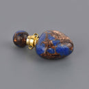 Gemstone Heart Essential Oil Bottle Pendant, Perfume Bottle, Gold Trim, chs8642