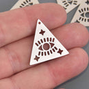 Stainless Steel Triangle Evil Eye Charms with Star Cutouts | Geometric Mystical Pendant for Jewelry Making | Minimal Boho Talisman chs8643