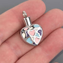 Heart Cremation Ash Urn Charm Locket, Silver Stainless Steel with Enamel, chs8646
