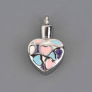 Heart Cremation Ash Urn Charm Locket, Silver Stainless Steel with Enamel, chs8646