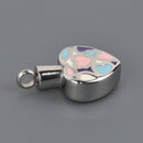 Heart Cremation Ash Urn Charm Locket, Silver Stainless Steel with Enamel, chs8646