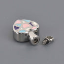 Heart Cremation Ash Urn Charm Locket, Silver Stainless Steel with Enamel, chs8646