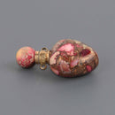 Gemstone Heart Essential Oil Bottle Pendant, Perfume Bottle, Gold Trim, chs8647