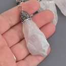 1 Quartz Crystal AB Drop Pendant, rhinestone pave' bead cap, rough nugget shape 2.25" chs8656