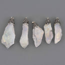1 Quartz Crystal AB Drop Pendant, rhinestone pave' bead cap, rough nugget shape 2.25" chs8656