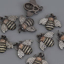 BEE Charm Micro Pave CZ Crystals Rhinestone Pendant Gunmetal Brass 24mm chs8657