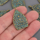 THAI BUDDHA charms, blue green and bronze pewter, religious icon, chs8660