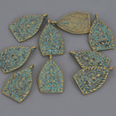 THAI BUDDHA charms, blue green and bronze pewter, religious icon, chs8660