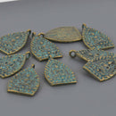 THAI BUDDHA charms, blue green and bronze pewter, religious icon, chs8660