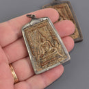 1 THAI BUDDHA Pendant Charm Thai Relic pewter with brass 2.25"  chs8661