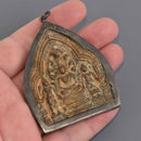 1 THAI BUDDHA Pendant Charm Thai Relic pewter with brass 2.75"  chs8662